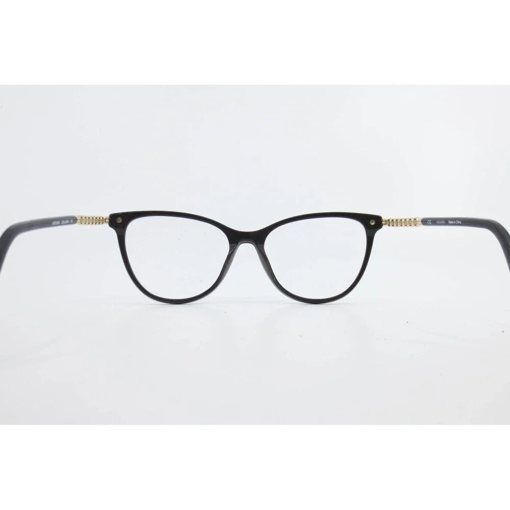 Escada VESD36K Cat Eye Eyeglasses Brown Gold Logo Frames 52-16-140 COL.06XK